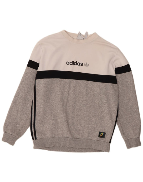 Adidas Grafisk Sweatshirt-trøje til mænd Large Grå Colourblock Bomuld