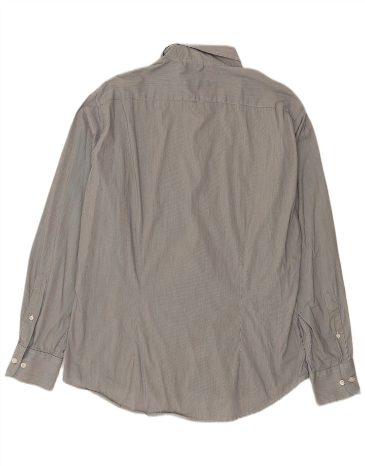 FRED PERRY Herre Slim Fit skjorte XL Grå nålestribet bomuld
