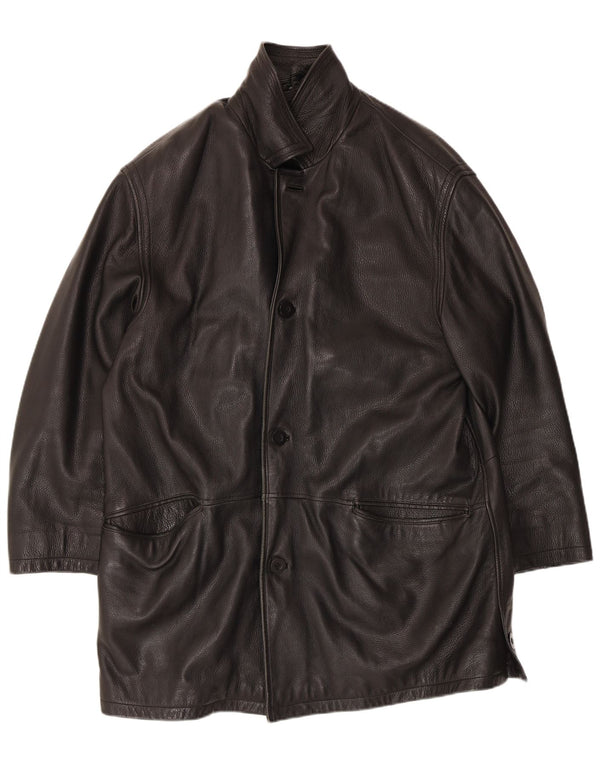 Vintage Herre Regular Fit Læderjakke UK 40 Large Black