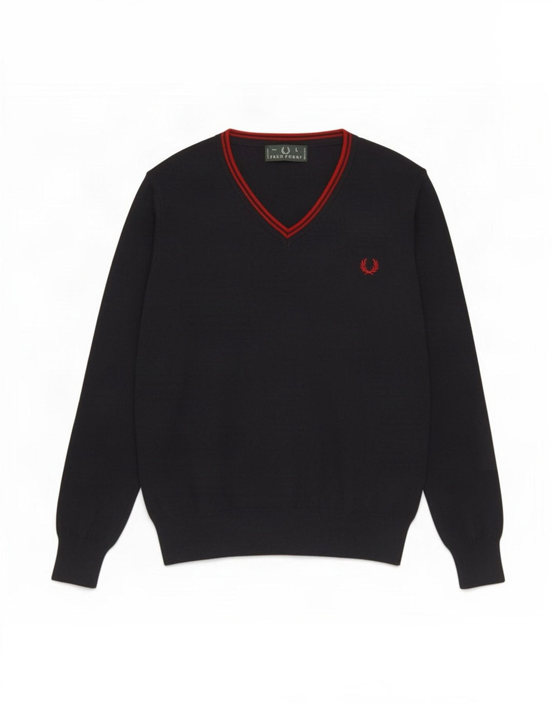 Fred Perry Herre V-hals sweater Stor marineblå uld