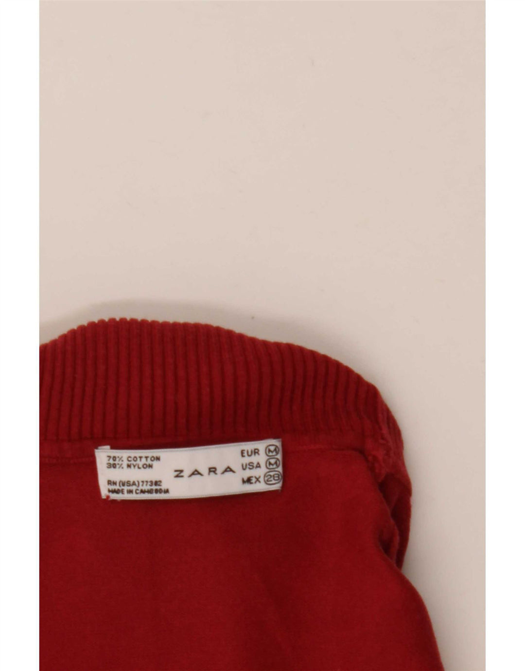 Zara Dame Rullehals Sweater UK 12 Medium Rød Bomuld