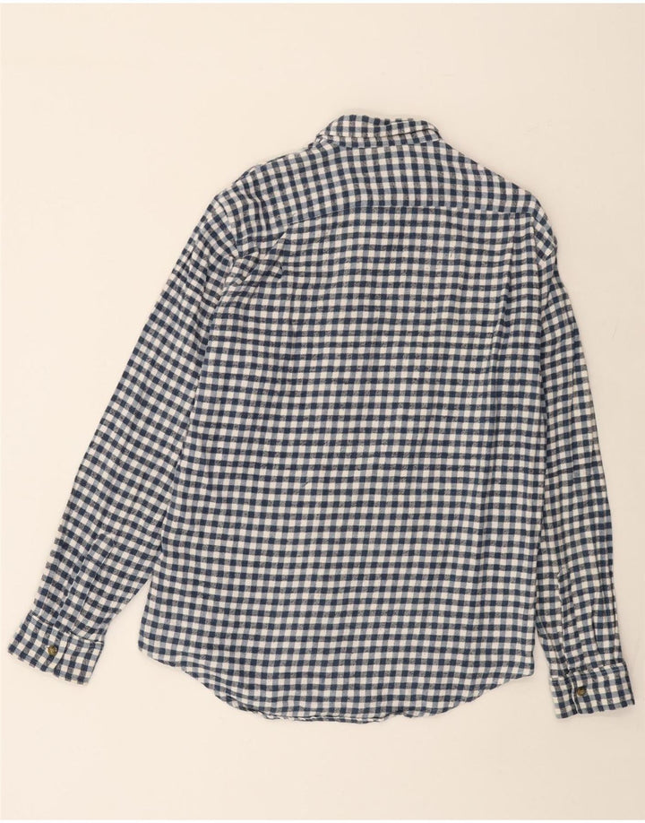 CONTE OF FLORENCE Herre flannelskjorte Stor marineblå Gingham bomuld