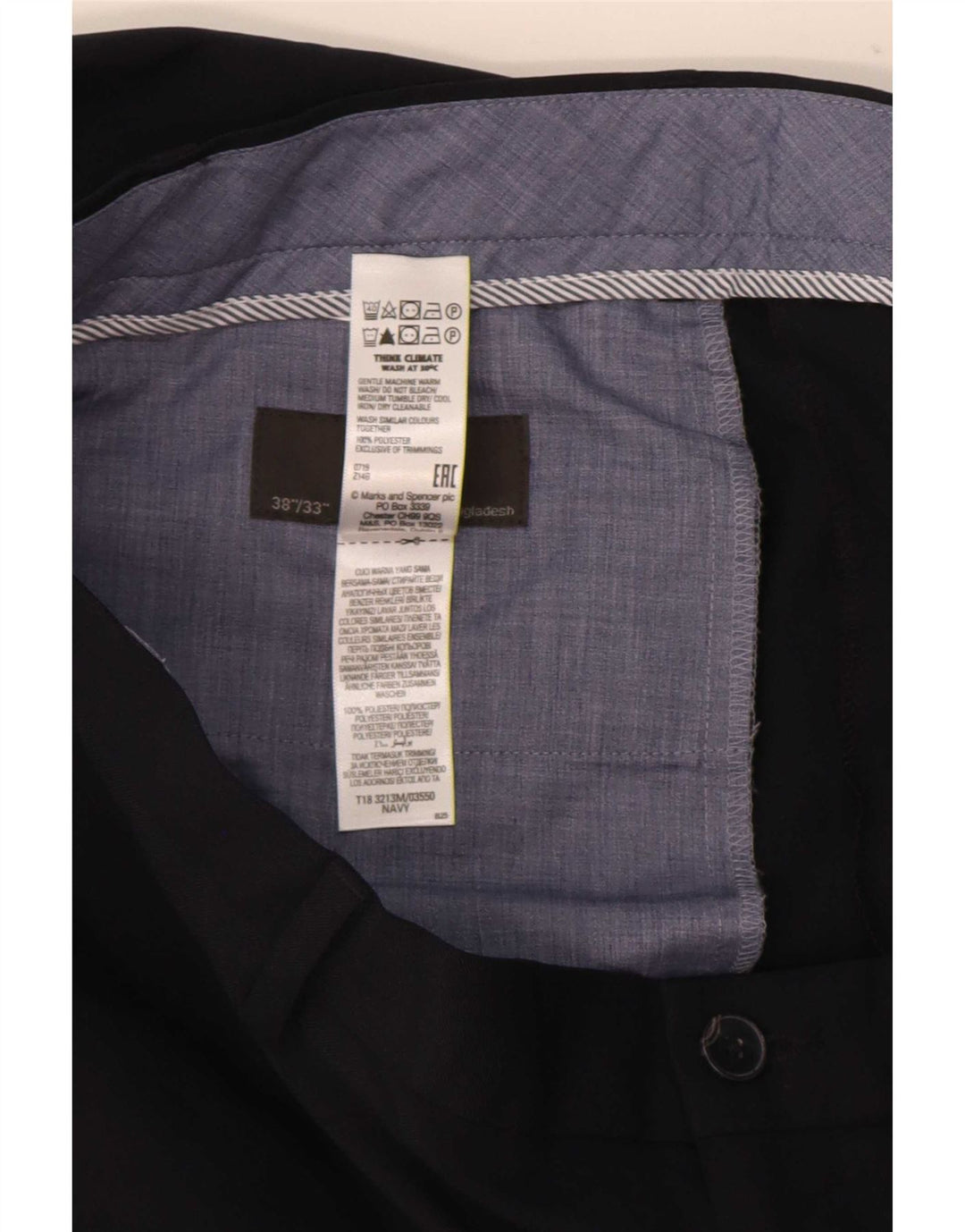 Marks & Spencer Herre Regular Fit Chinobukser W38 L33 Marineblå polyester