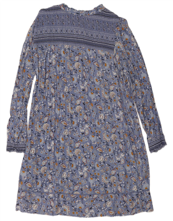 Fat Face Dame Langærmet Basic Dress UK 12 Medium Blue Floral Viscose