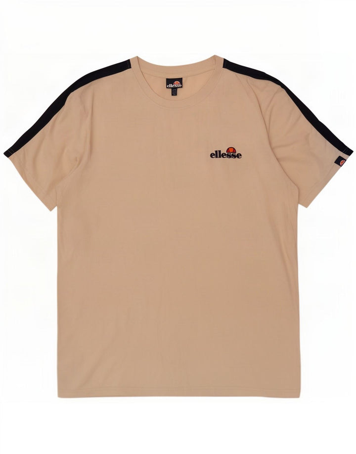 Ellesse Herre T-Shirt Top 2XL Off White Colourblock Bomuld