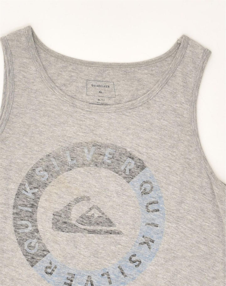 QUIKSILVER Womens Graphic Vest Top UK 12 Medium Grey Cotton | Vintage Quiksilver | Thrift | Second-Hand Quiksilver | Used Clothing | Messina Hembry 