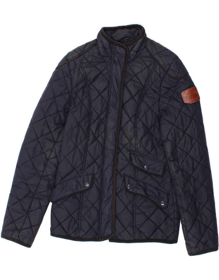 VINTAGE Womens Quilted Jacket UK 10 Small Navy Blue Nylon Vintage Vintage and Second-Hand Vintage from Messina Hembry 