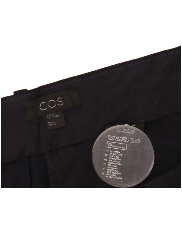 Cos Womens Pegged Cropped Trousers EU 40 Medium W36 L25 Marineblå Uld