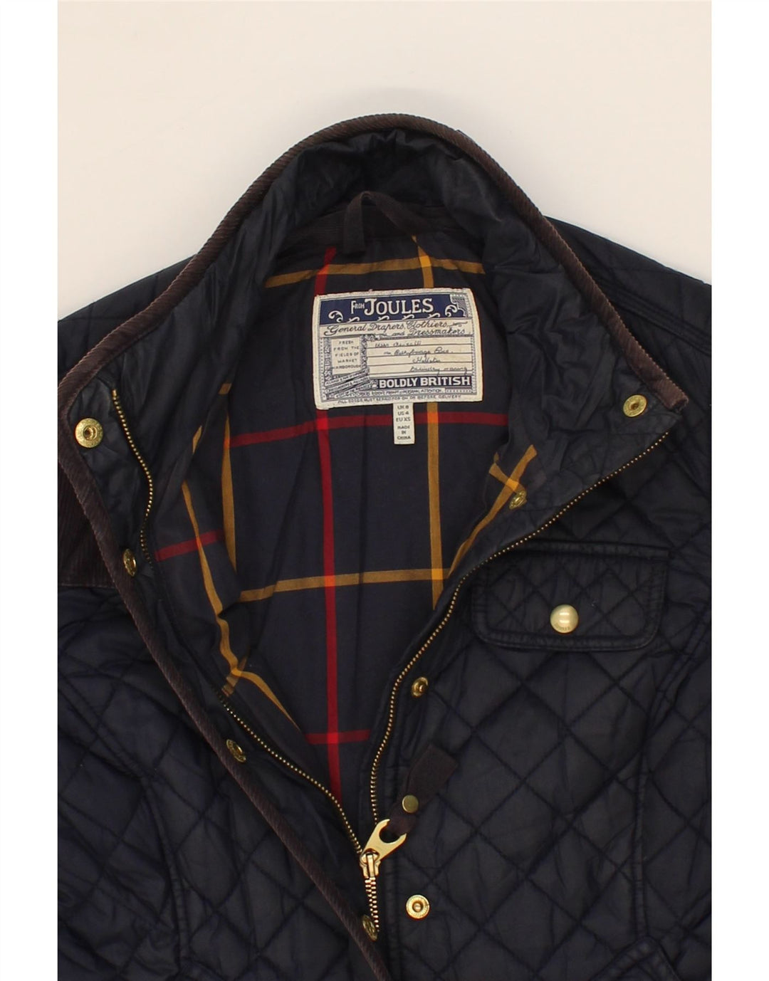 JOULES Womens Quilted Jacket UK 8 Small Navy Blue Polyamide Vintage Joules and Second-Hand Joules from Messina Hembry 