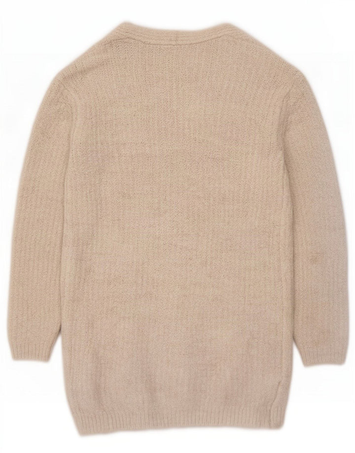 Marks & Spencer Dame Longline Åben Cardigan Sweater UK 10 Small Beige