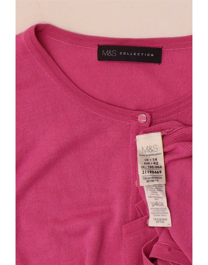 Marks & Spencer Dame Cardigan Sweater UK 14 Medium Pink Viscose
