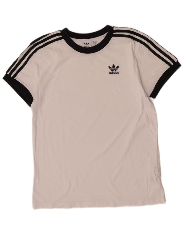 Adidas kortærmet grafisk T-shirt top til kvinder DK 6 XS Hvid Colourblock
