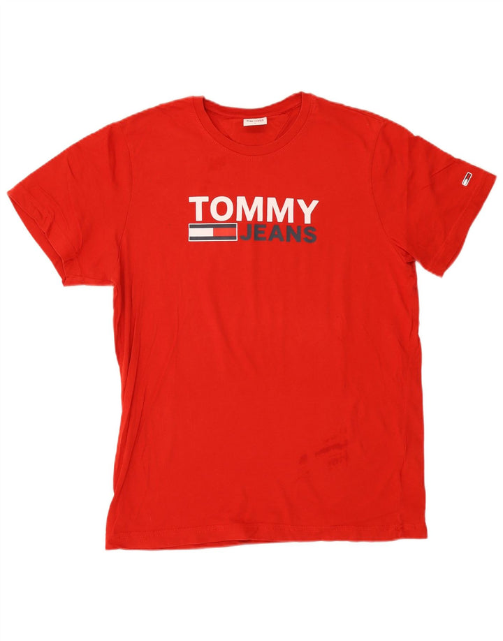 TOMMY HILFIGER Herre grafisk T-shirt Top Lille rød bomuld