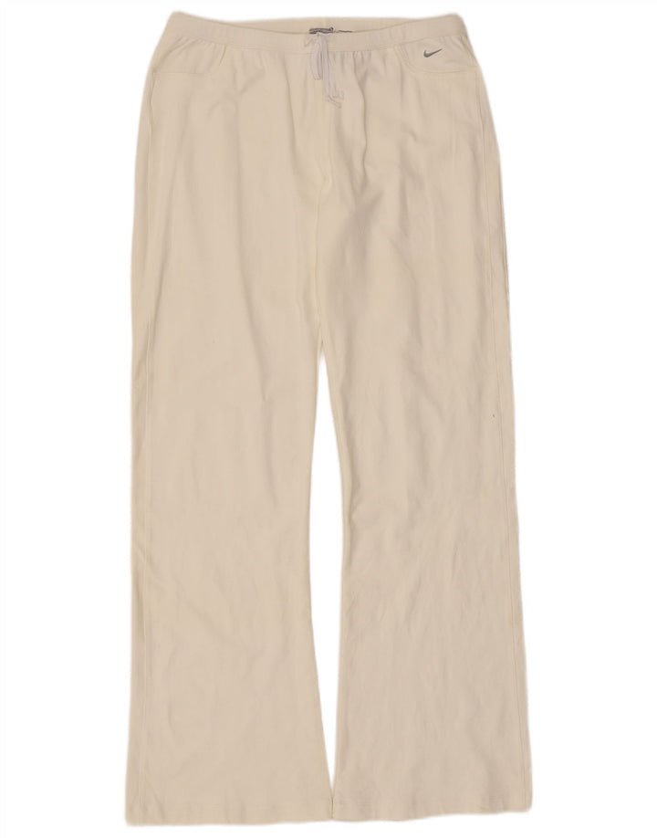 Nike Flare træningsdragtsbukser til kvinder UK 14/16 Large Off White Nylon