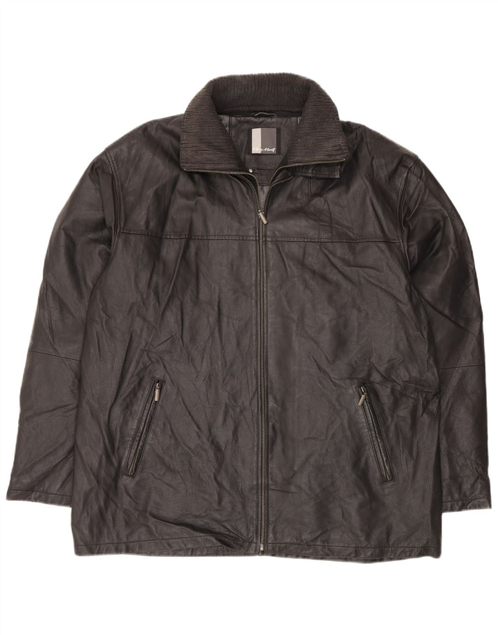 HENRY MORELL Herre Læderjakke UK 42 XL Sort Læder