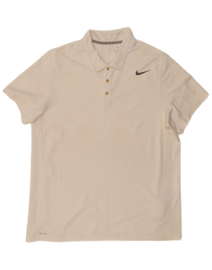 NIKE Mens Dri Fit Polo Shirt XL White Polyester