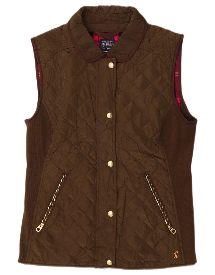 JOULES Dame Quiltet Gilet UK 12 Medium Brun Polyester