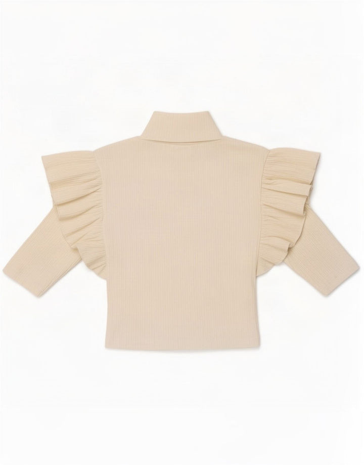 Zara Womens Crop Top 3/4 ærme UK 8 Small White