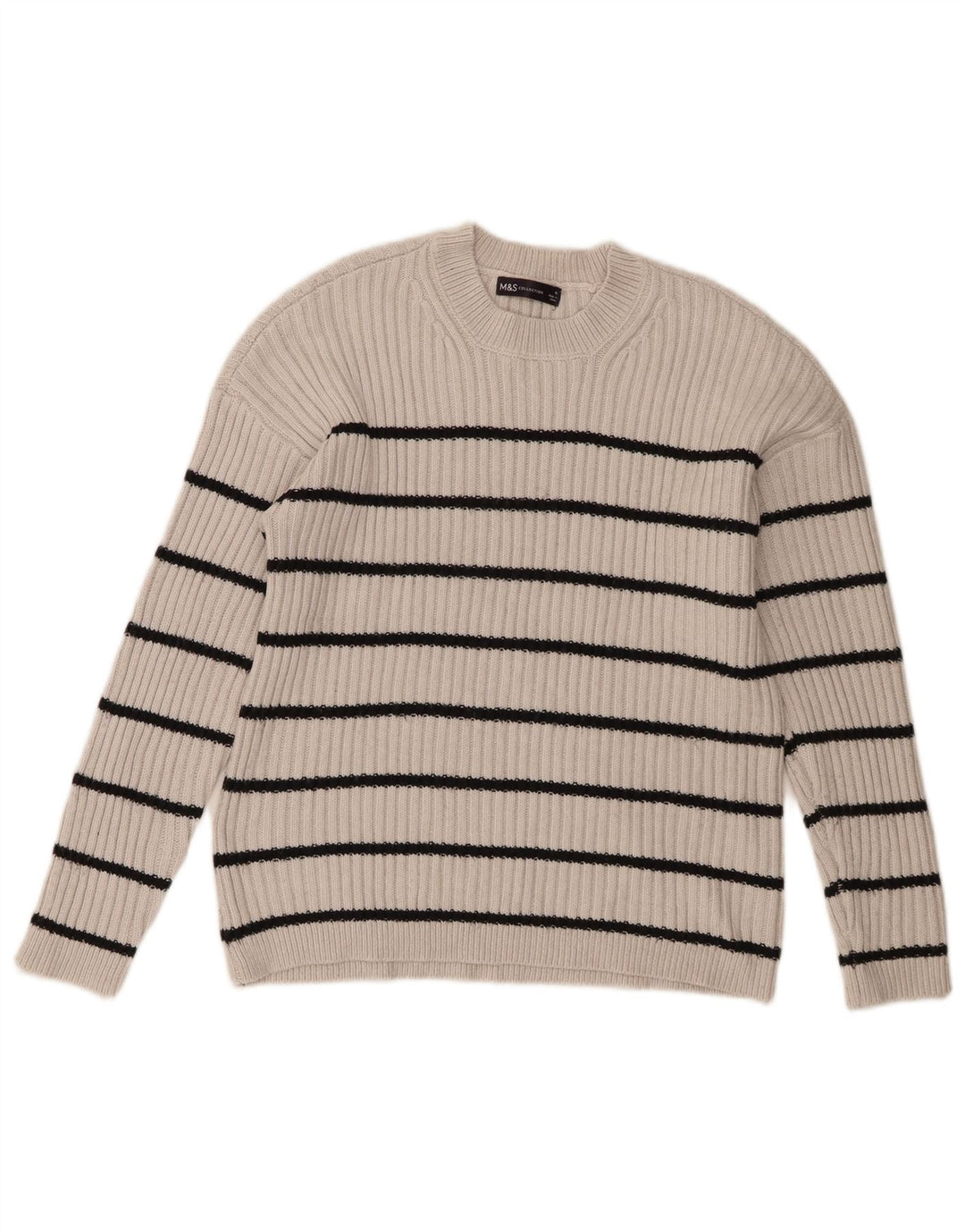 Marks & Spencer Dame sweater med rund hals DK 14 Mellem grå stribet