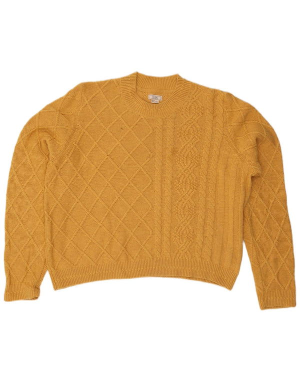 Fat Face Dame Crew Neck Jumper Sweater UK 24 4XL Gul Bomuld