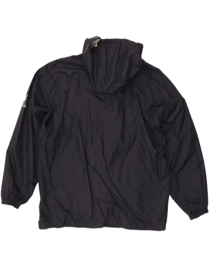EQUIPE Mens Graphic Hooded Anorak Jacket UK 42 XL Navy Blue Polyamide Vintage Equipe and Second-Hand Equipe from Messina Hembry 