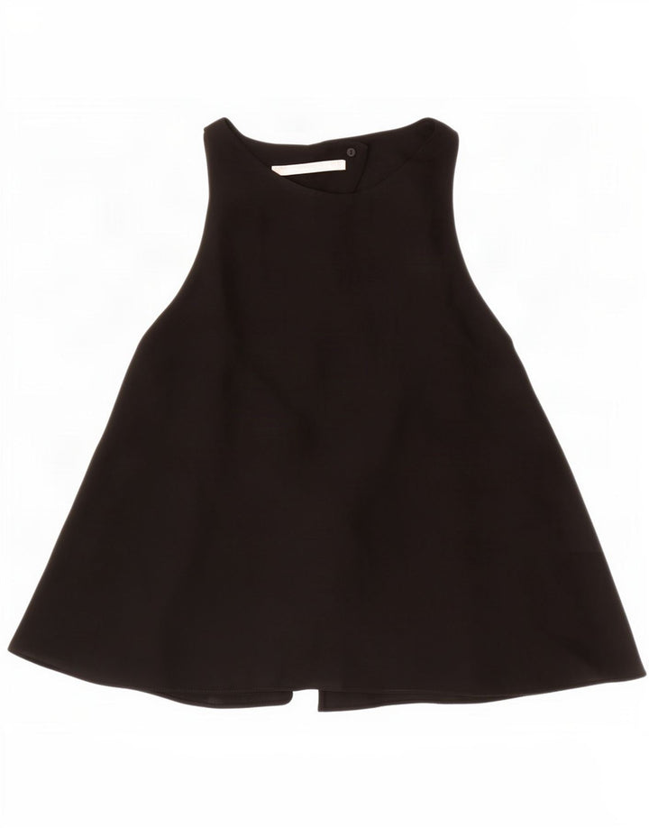 Zara Dame ærmeløs bluse Top UK 14 Large Black