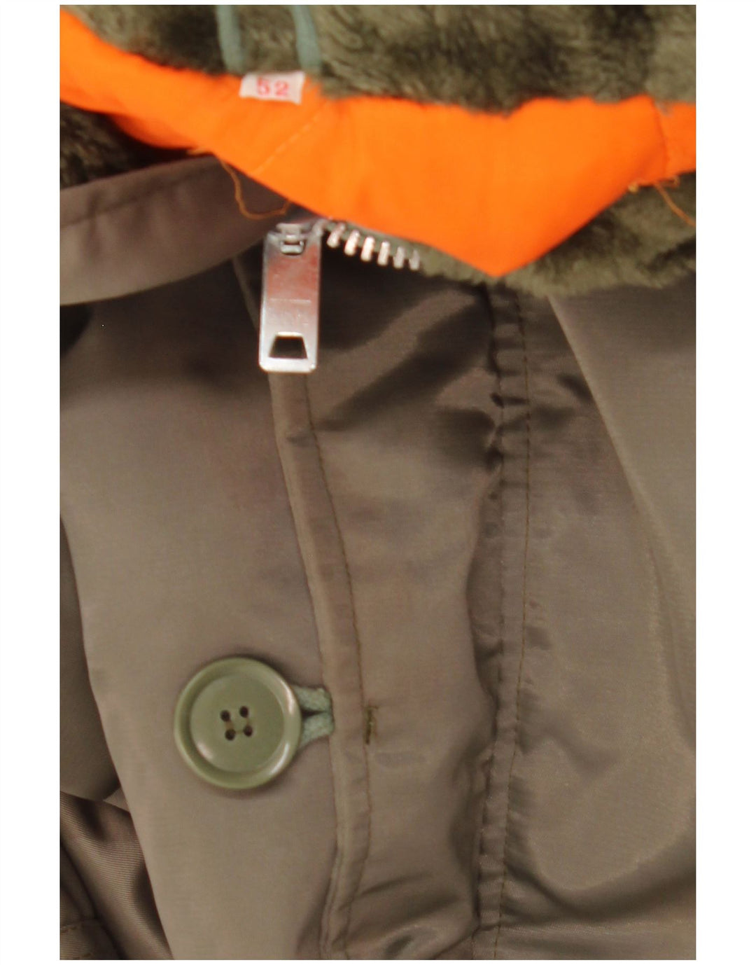 Vintage Parkajakke med hætte til mænd IT 52 XL Khaki Polyamid