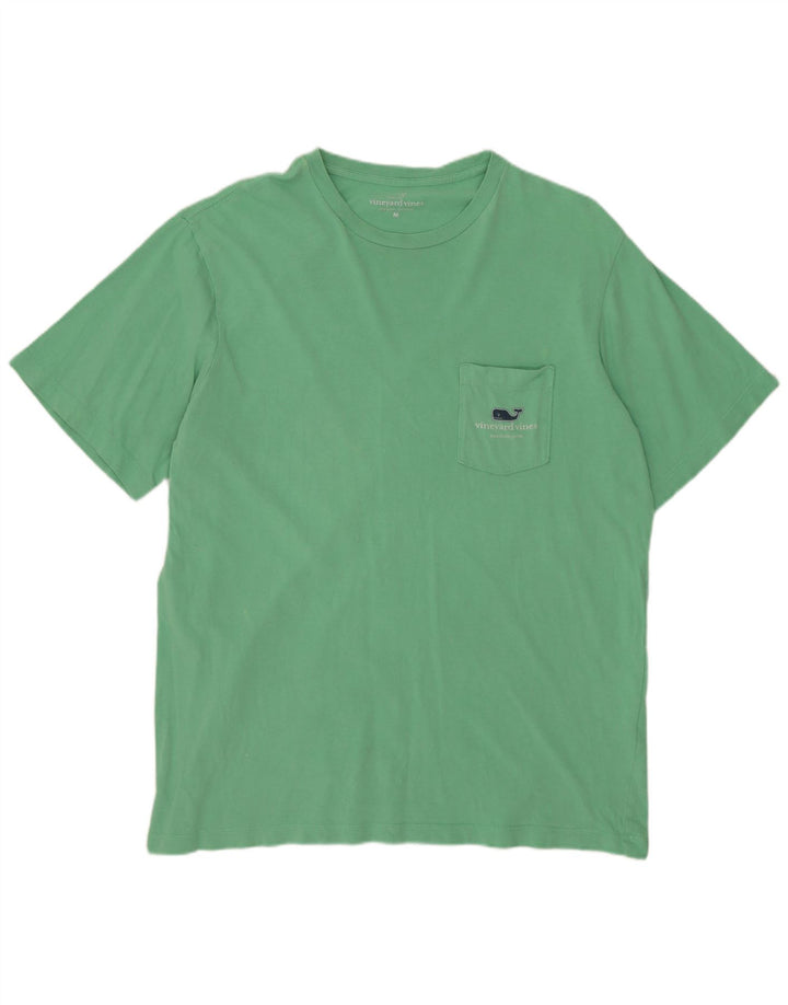 VINEYARD VINES Herre grafisk T-shirt Top Medium turkis bomuld