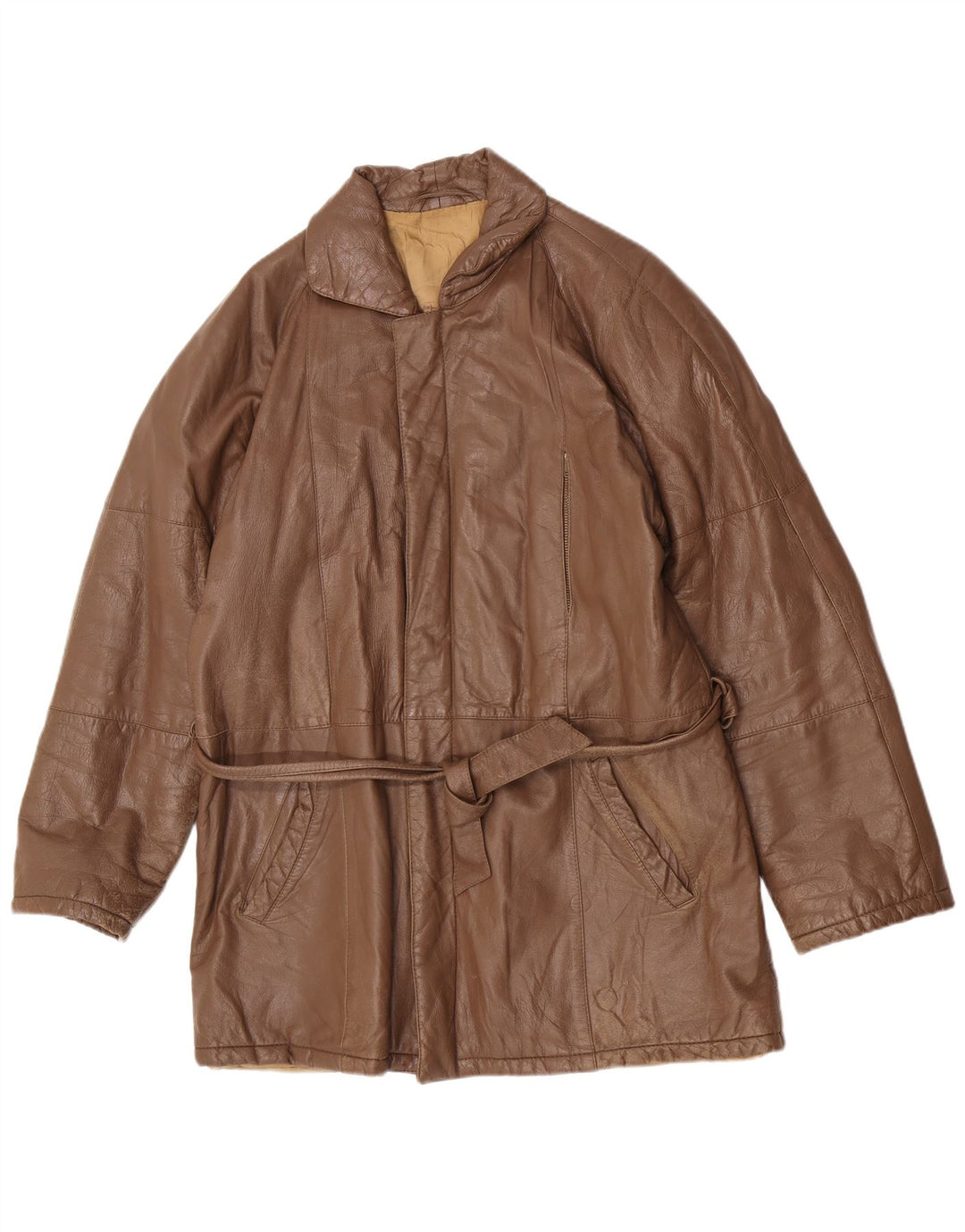 Vintage Herre Classic Fit Læderjakke UK 40 Stor Brun
