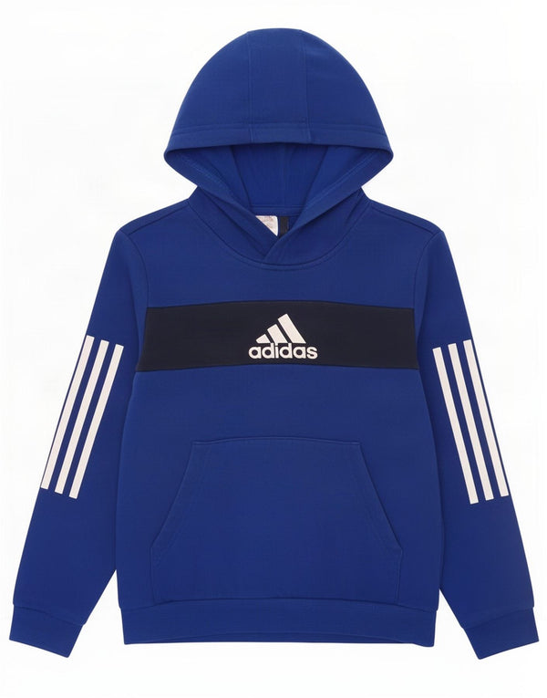 Adidas Grafisk hættetrøje til drenge 9-10 år Blå Colourblock Bomuld