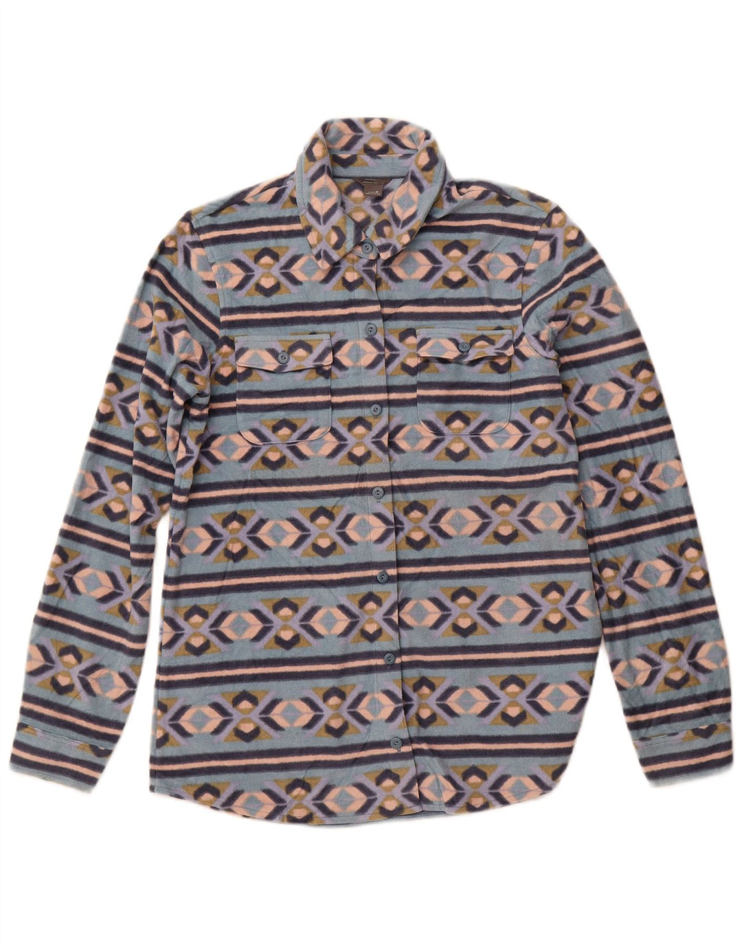 EDDIE BAUER Fleeceskjorte til kvinder UK 12 Medium Blue Fair Isle Polyester