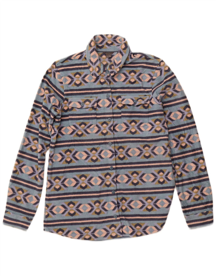 EDDIE BAUER Fleeceskjorte til kvinder UK 12 Medium Blue Fair Isle Polyester