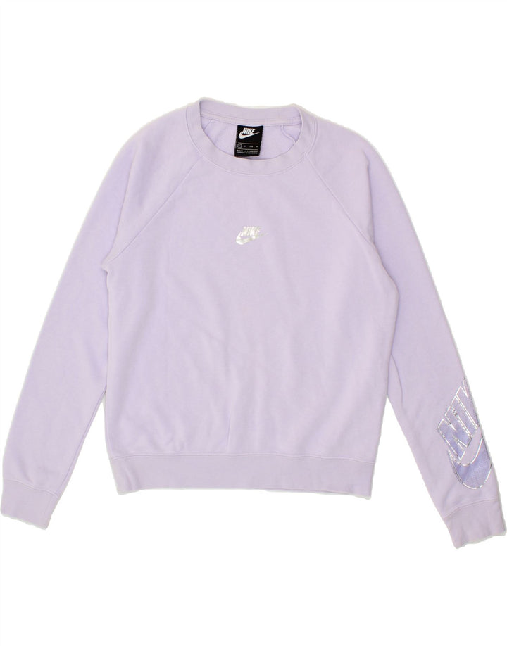 NIKE Womens Oversized Graphic Sweatshirt Jumper UK 6 XS Purple Vintage Nike and Second-Hand Nike from Messina Hembry 