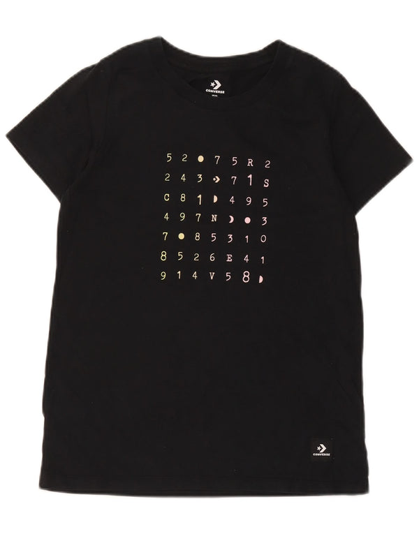 Converse grafisk T-shirt top til kvinder UK 6 XS sort bomuld
