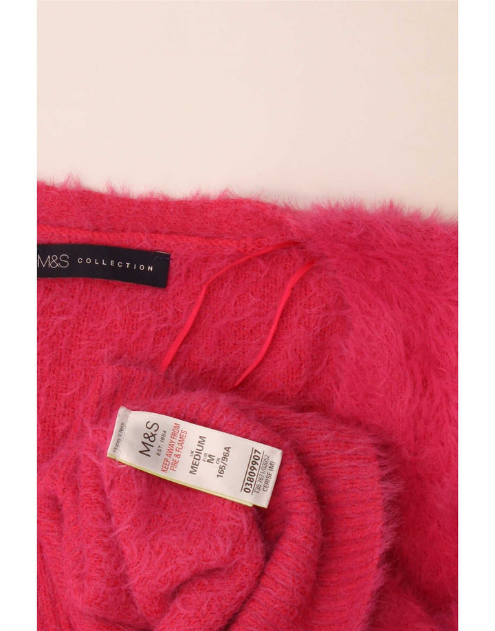 Marks & Spencer Dame V-hals sweater UK 14 Medium Pink Polyamid