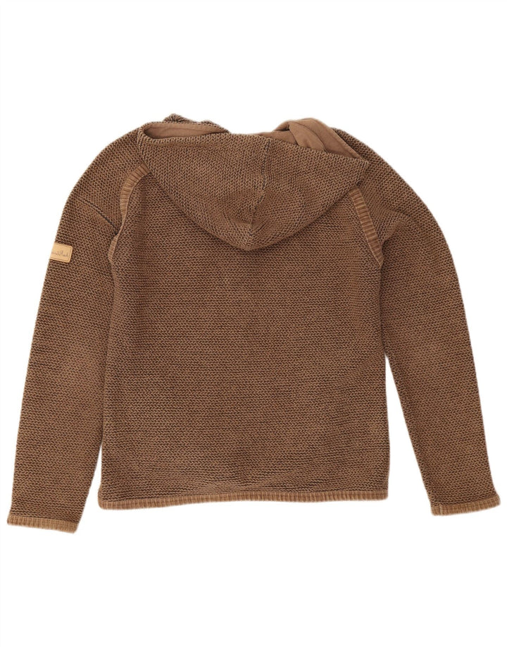 Weird Fish Dame Oversized Zip Hoodie Sweater UK 10 Small Brown Bomuld