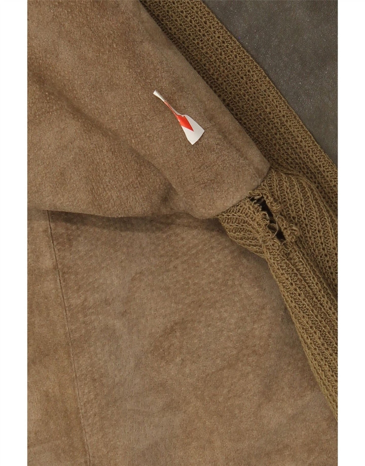 Vintage herre ruskind bomberjakke UK 38 Medium Khaki Colourblock Læder