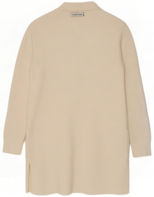 Marks & Spencer Womens Longline Open Cardigan Sweater UK 12 Medium Beige