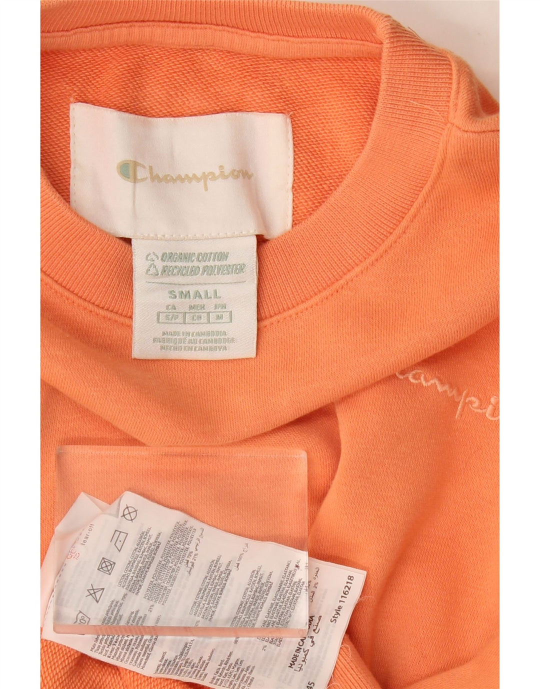 Champion Womens Oversized Sweatshirt Jumper UK 10 Small Orange Bomuld