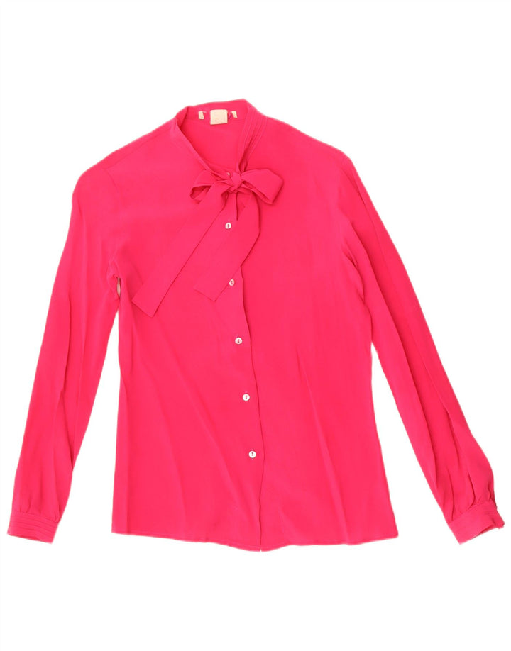 Vintage Dame Front Tie Shirt Bluse IT 42 Medium Pink Acetate