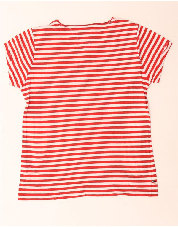 Tommy Hilfiger Dame T-Shirt Top UK 14 Medium Rød Stribet