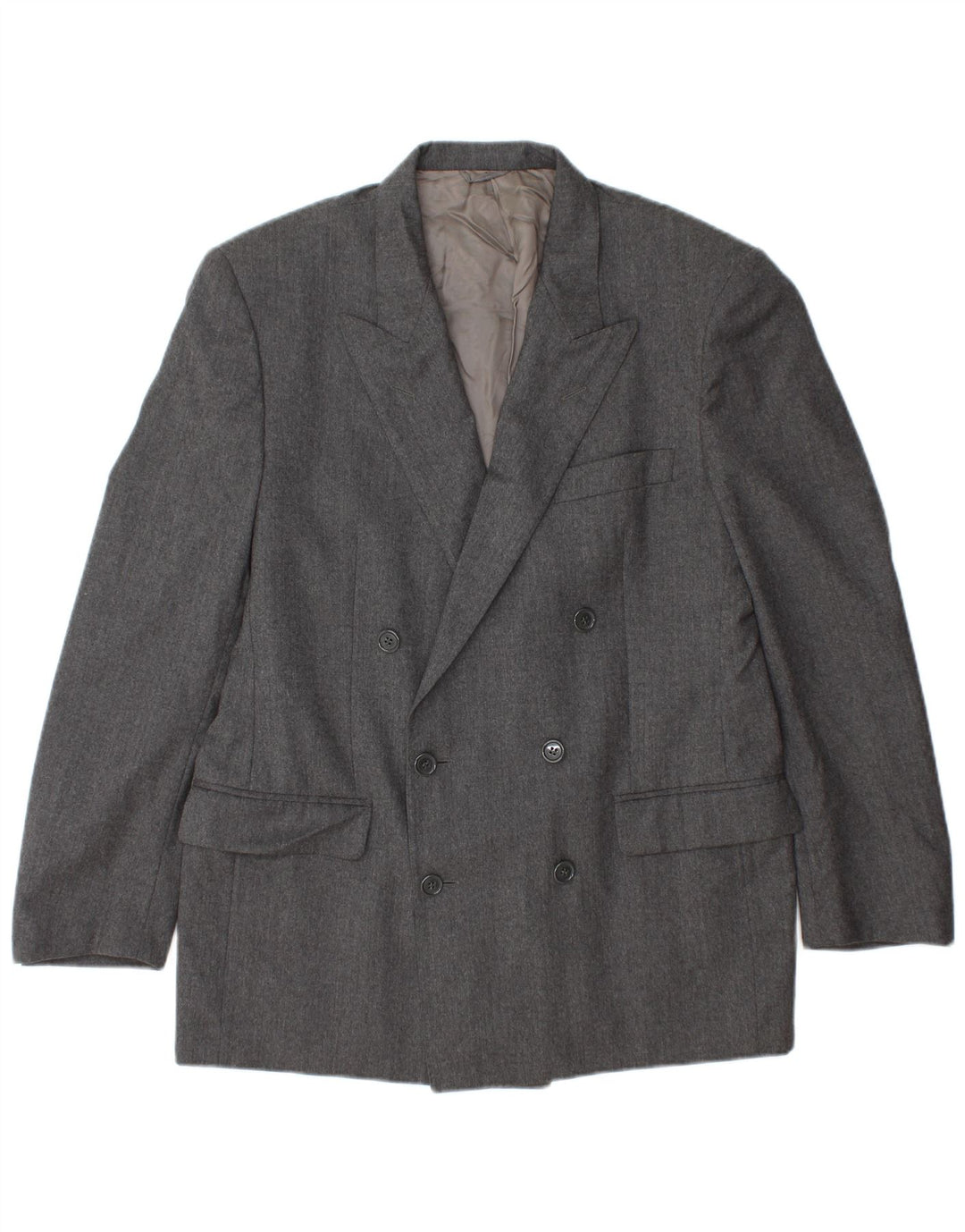 Vintage herre dobbeltradet blazerjakke IT 52 XL grå uld