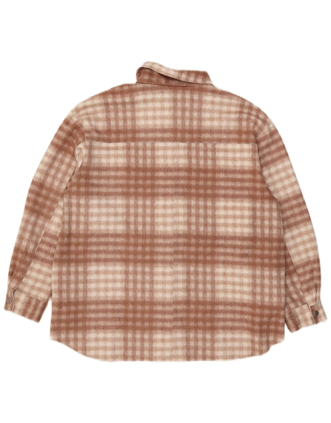 Zara Dame Oversized Flanell Shirt UK 10 Lille brun ternet polyester