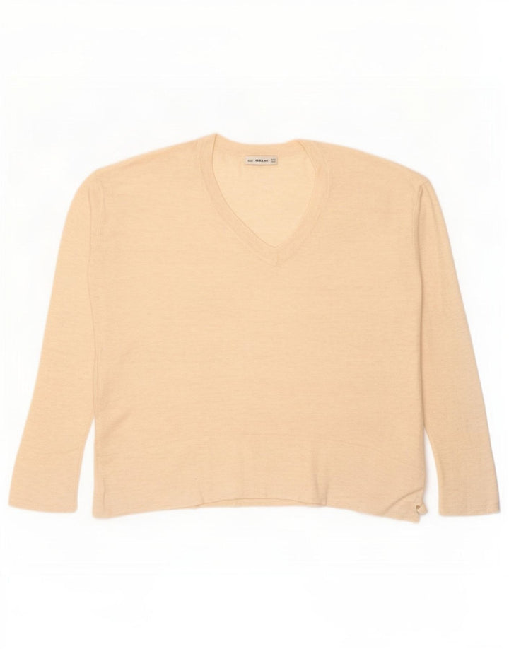 Zara Dame Oversized Top Langærmet UK 14 Medium Beige Flecked