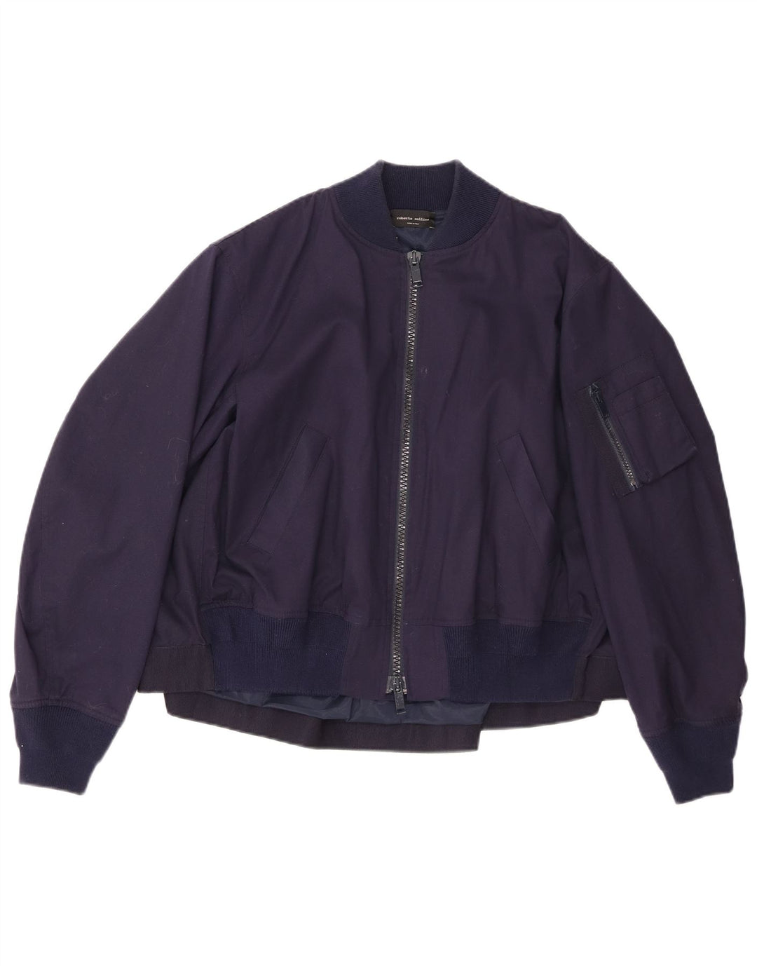Roberto Collina Herre Bomber Jacket UK 36 Small Navy Blue Cotton