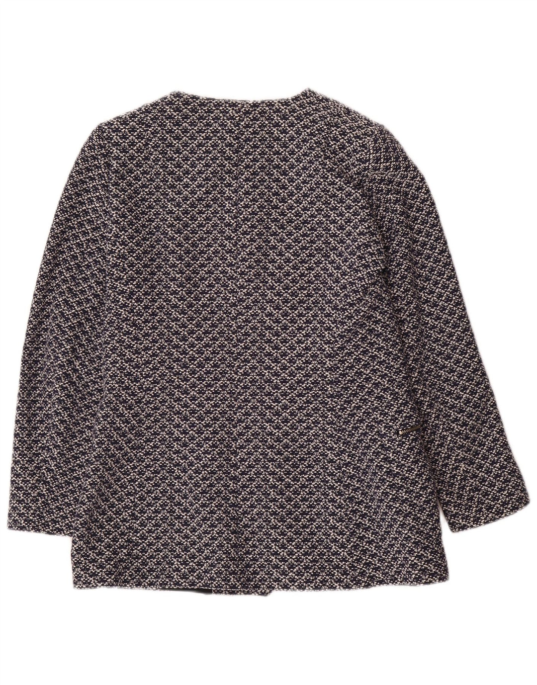Zara Dame Abstrakt Blazer Jacket UK 14 Large Navy Blue Bomuld