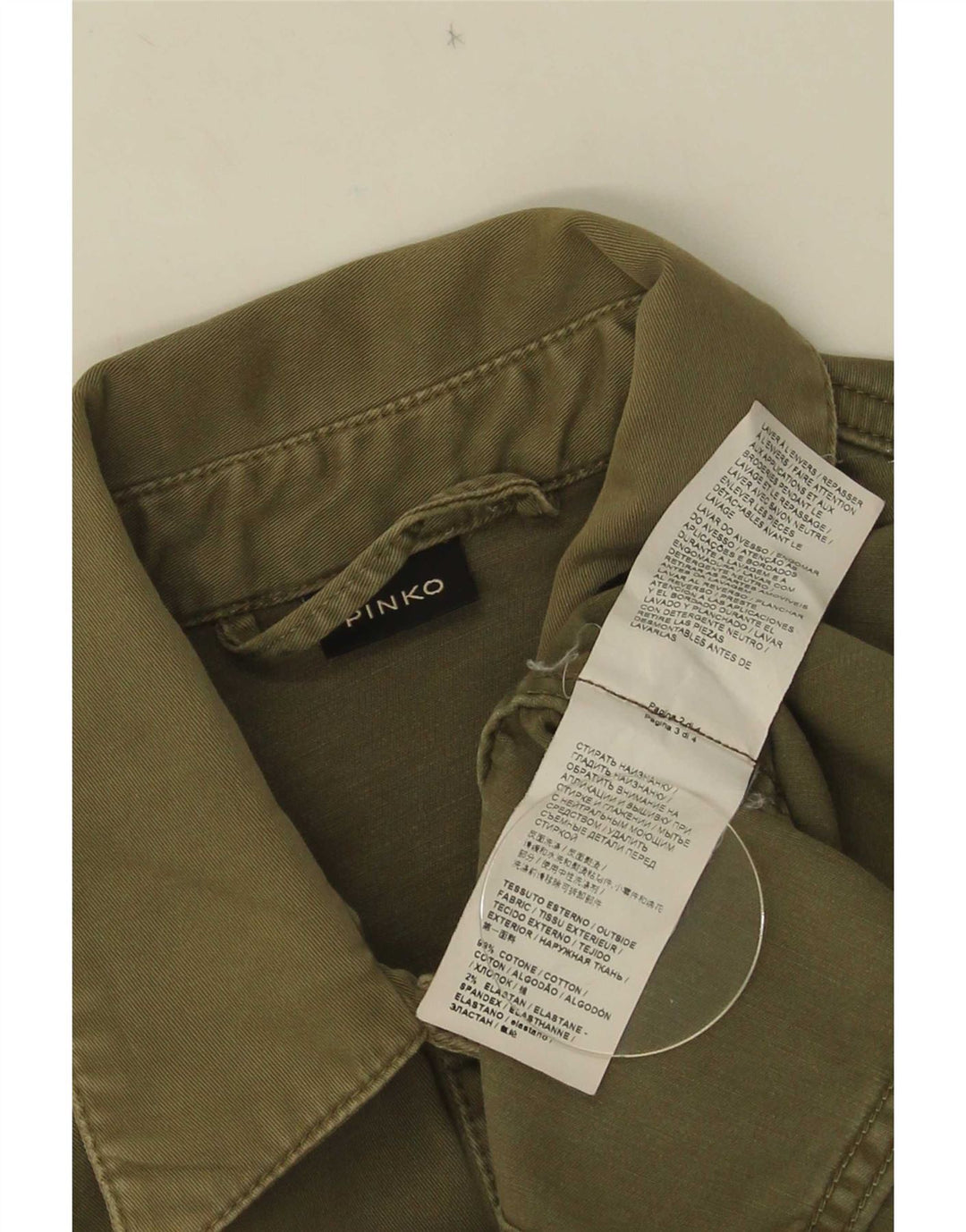 Pinko kvinders grafisk denimskjorte UK 12 Medium Khaki Bomuld