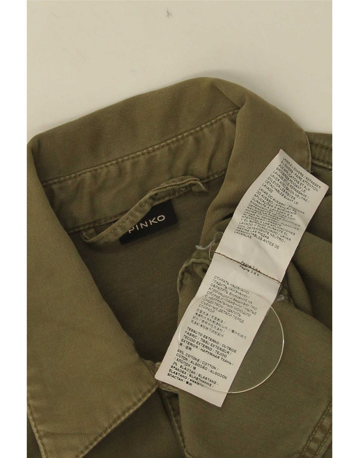 Pinko kvinders grafisk denimskjorte UK 12 Medium Khaki Bomuld