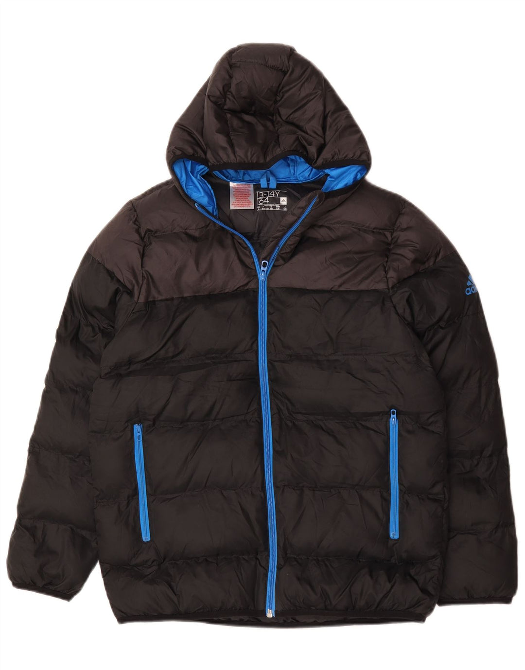 Adidas drenge hættejakke polstret 13-14 år Sort Colourblock Polyester