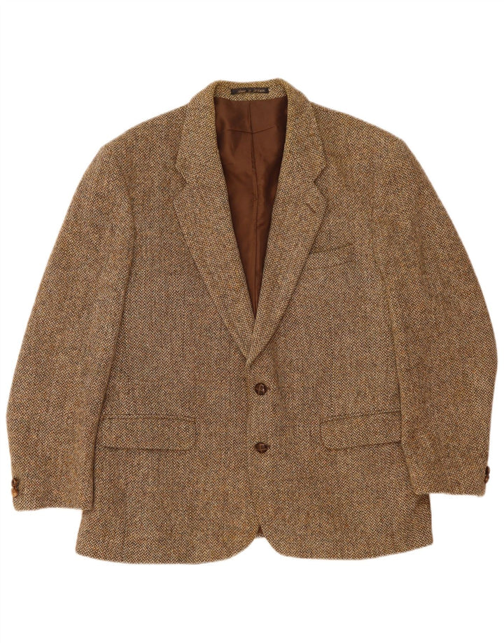 Harris Tweed Herre 2-knaps blazerjakke UK 40 Stor brun uld